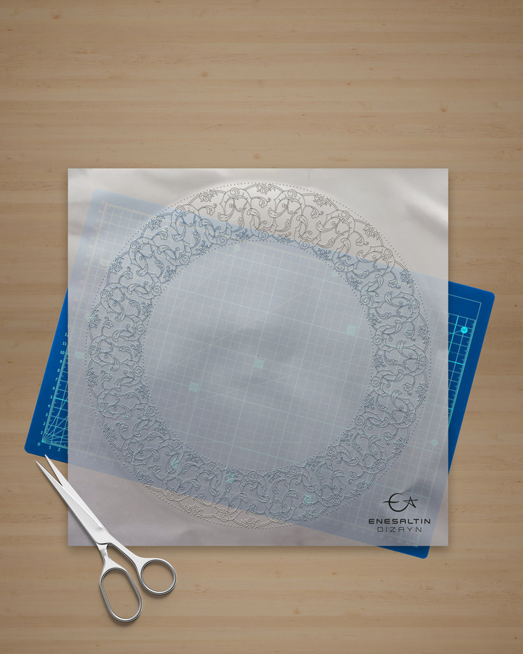 Perforated Stencil 30 cm. - Cemre Garden Geometric Form Tree of Life Tile Pattern