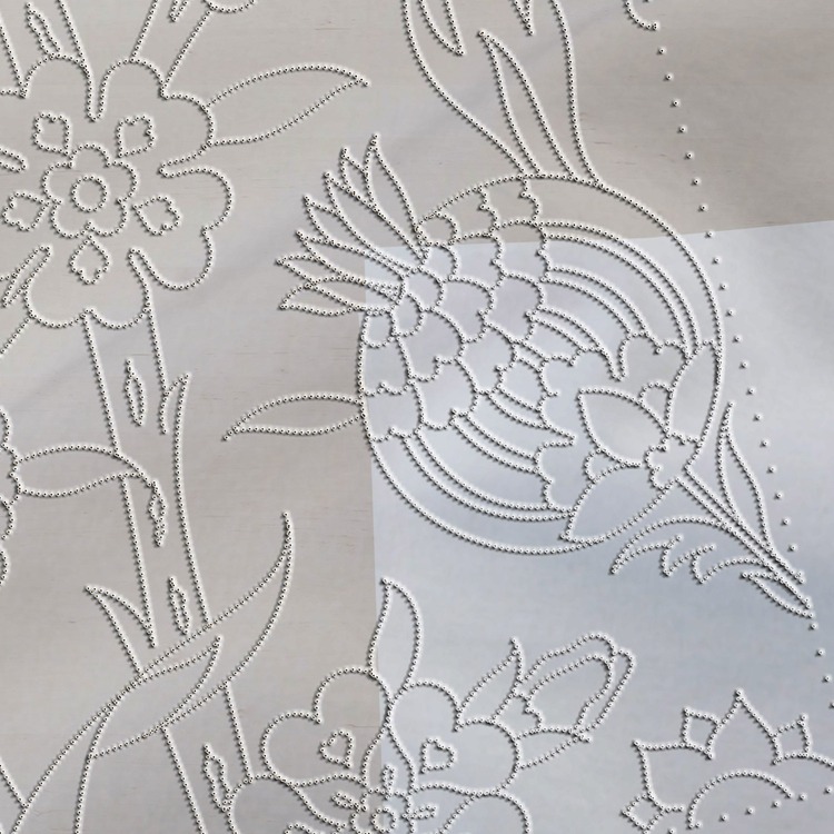 Perforated Stencil 20 x 20 cm –  Section Motif Pomegranate and Penc Tile Pattern