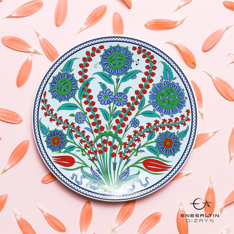 Perforated Stencil 30 cm. - Hyacinth and Thorn Plant Motif Iznik Tile Pattern
