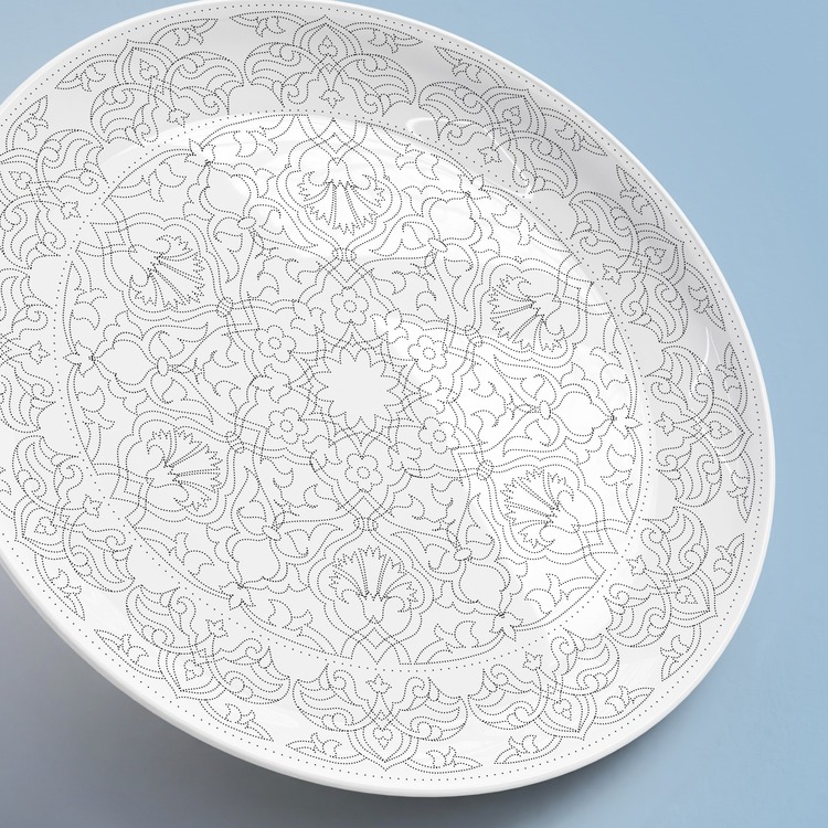 Perforated Stencil 30 cm. - Rumi Carnation Motif Tile Pattern