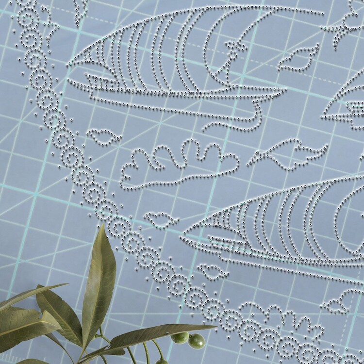 Perforated Stencil -  Iznik Tile Pattern with Galleon Motif