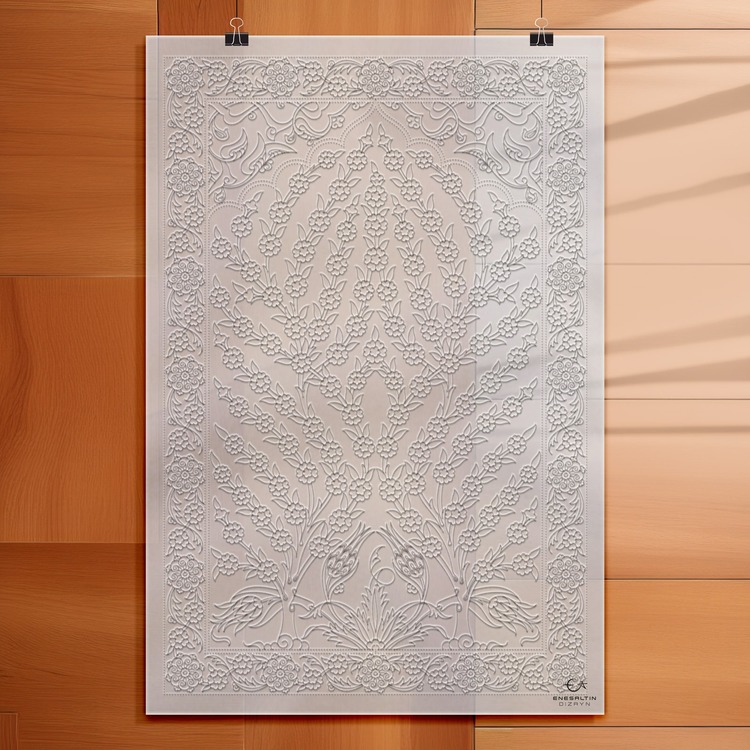 Perforated Stencil 40x60 cm. Oversized - Bordered Tree of Life Motif Tile Panel Pattern