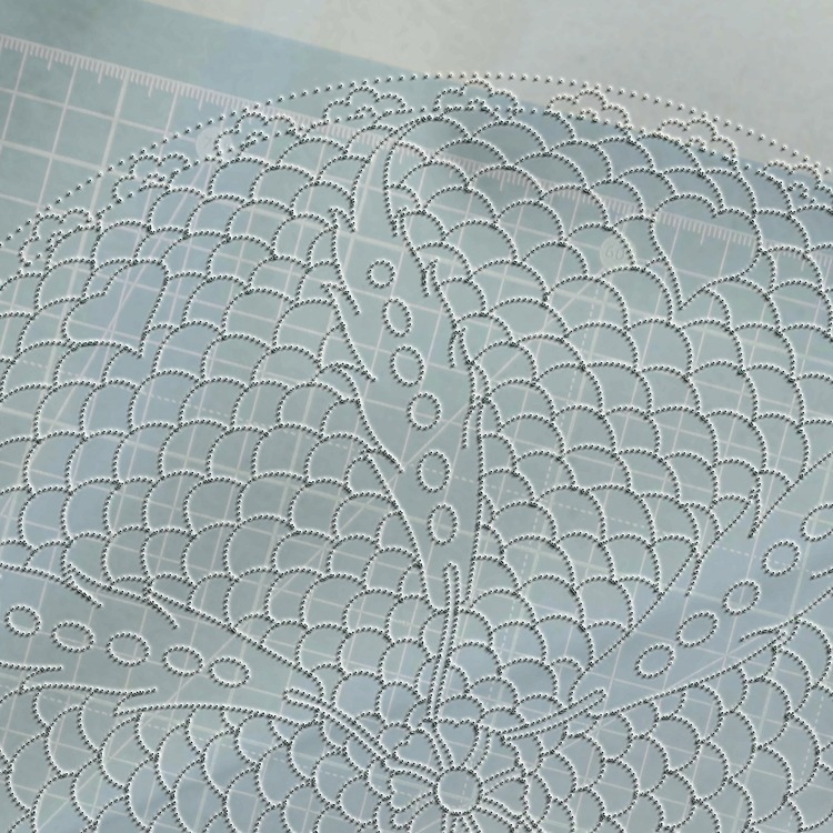 Perforated Stencil - Iznik 1580 Fish Scale Ground Wheel of Fortune Composition Tile Pattern