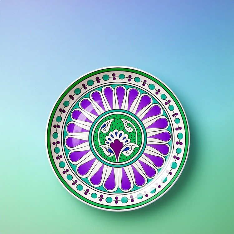 Perforated Stencil 30 cm. - Beyliks Period Passionflower Rumi Tile Plate Pattern