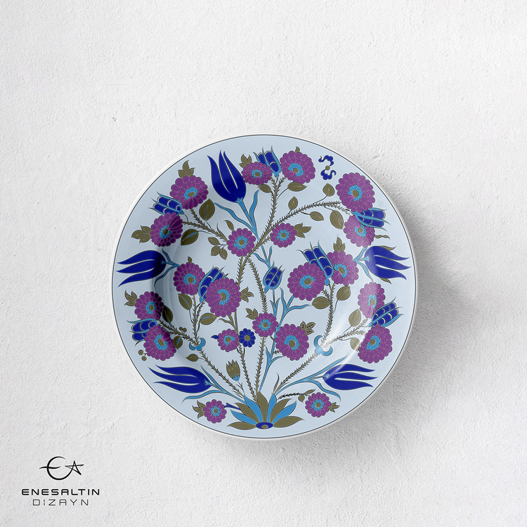Perforated Stencil 30 cm. - Iznik Tile Pattern with Tulip Rose Plant Motifs