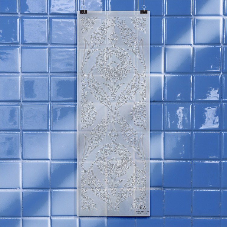 Perforated Stencil 20 x 60 cm. - Vertical Panel Symmetrical Herbal Ulama Tile Pattern