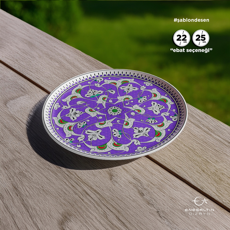 Perforated Stencil - Classic Iznik Lotus Rumi Tile Plate Pattern