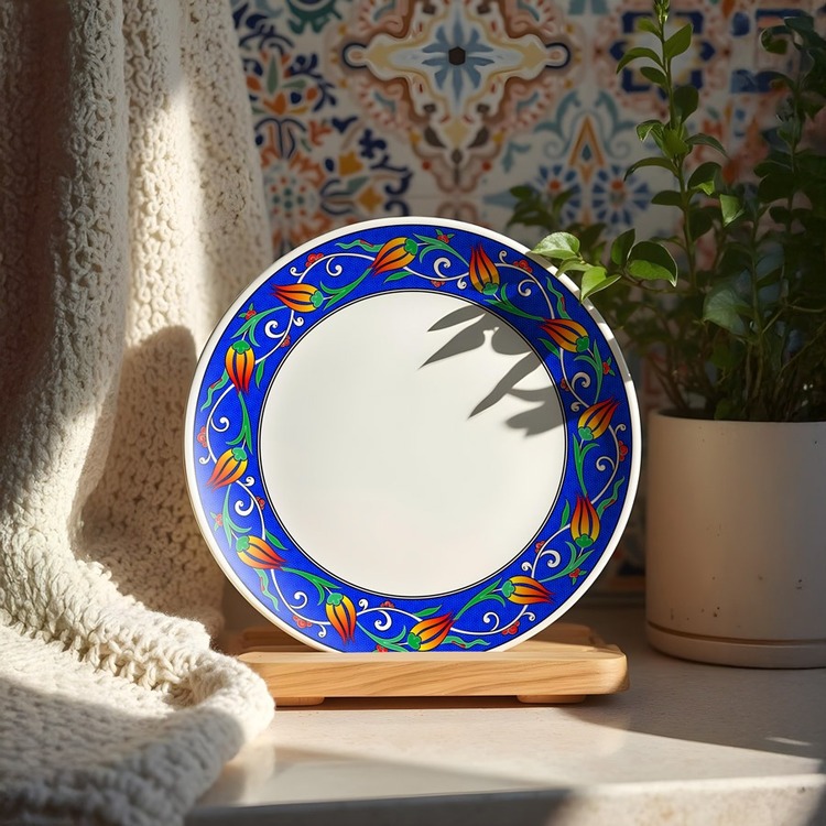 Perforated Stencil 25 cm. - Ivy Tulip Motif Tile Plate Edge Pattern