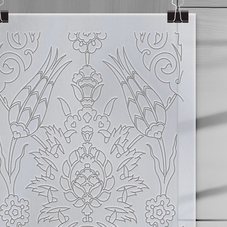 Perforated Stencil 20 x 60 cm. - Turkiye Rustem Paşa Symmetric Hatayi Tulip Tile 3-Panel Pattern