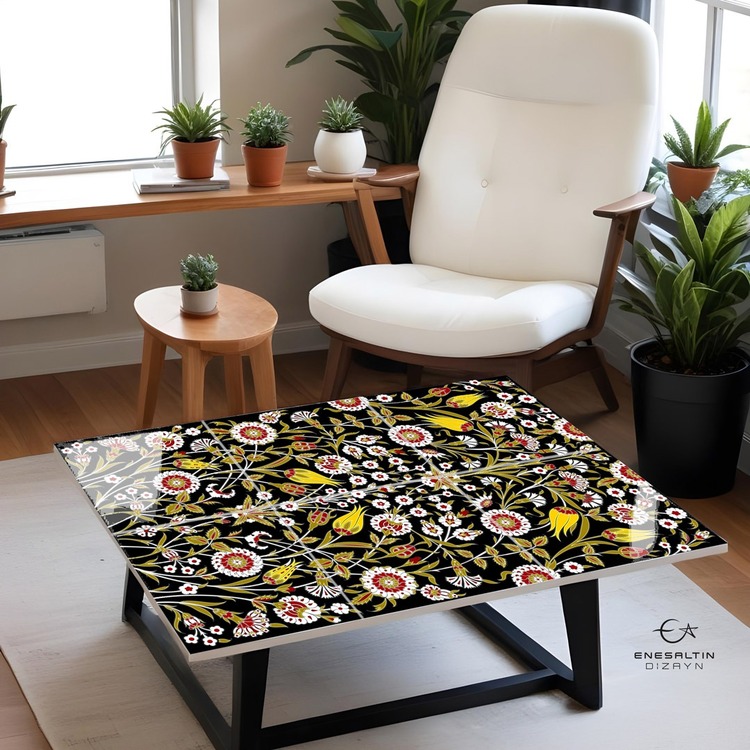 Perforated Stencil 40x60 cm. Oversized - Night Garden Plant Motif Tile / Plate Pattern