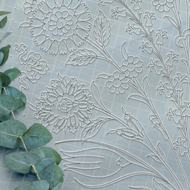 Perforated Stencil 30 cm. - Hyacinth and Plant Motif Iznik Tile Pattern