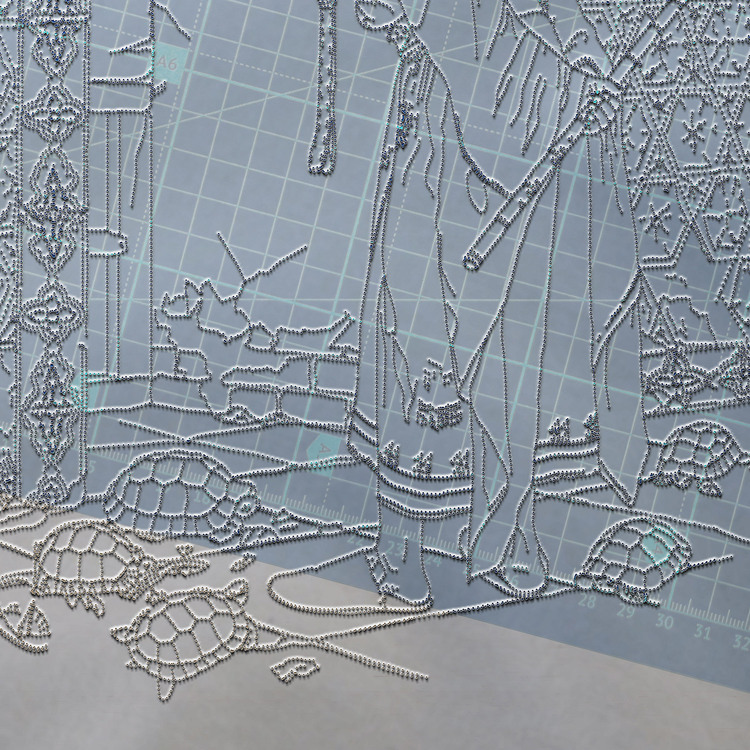 Perforated Stencil Suitable for 30 or 33 cm - Osman Hamdi Bey Turtle Trainer Tile Plate Pattern