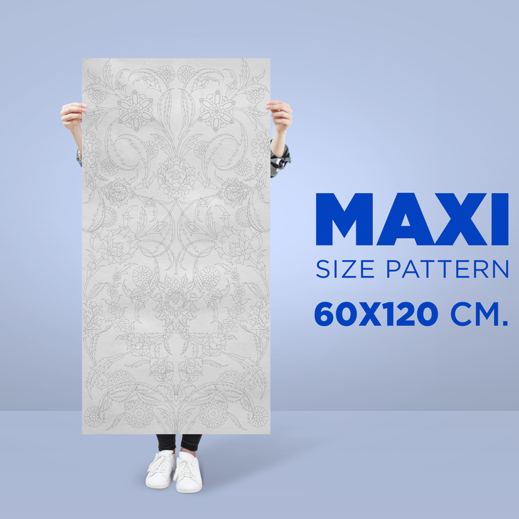 Perforated Stencil 60x120 cm. MAXI SIZE - Hatayi and Dagger Leaf Motif Tile Pattern