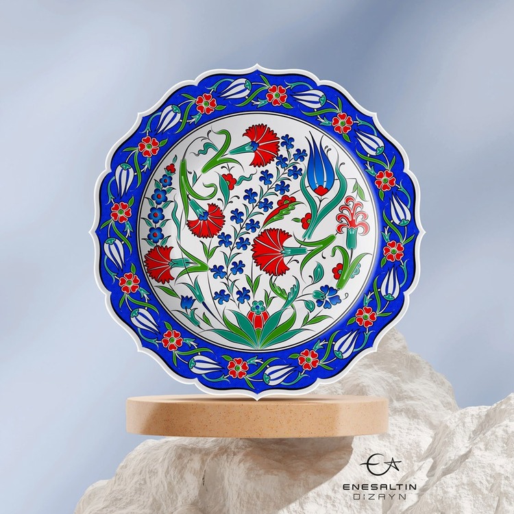Perforated Stencil 30 cm. - Tile Plate Pattern with Carnation Hyacinth Motif