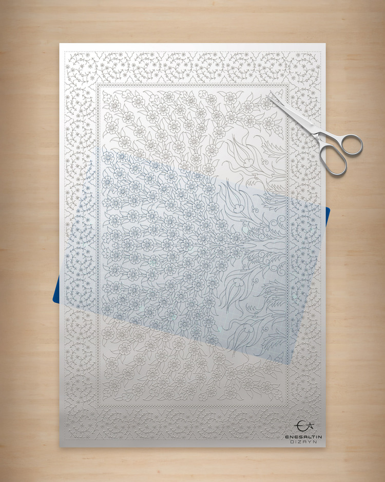 Perforated Stencil 40x60 cm. Oversized - Cemre Garden Geometric Form Tree of Life Tile Pattern