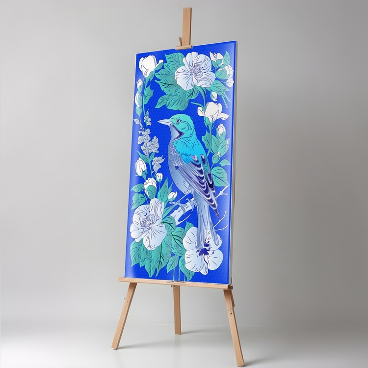 Perforated Stencil 20x40 cm. - Bird and Ivy Flower Exotic Motif Tile Pattern