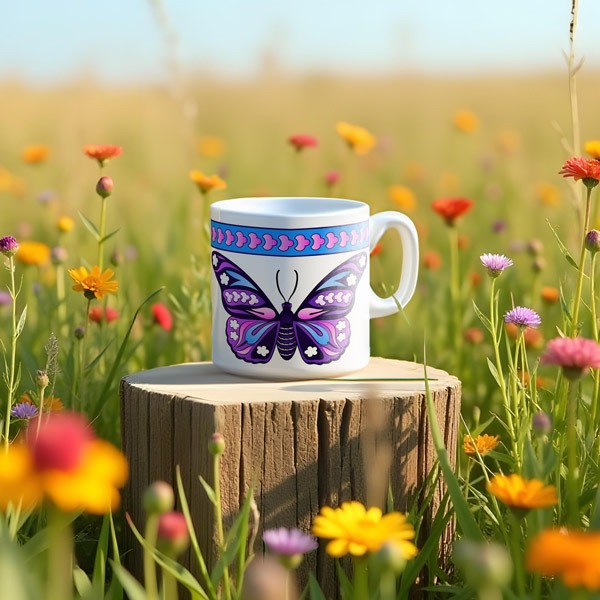 Perforated Stencil Pattern 9 x 25 cm - Exotic Butterfly Tile Mug Pattern / Tile Pattern