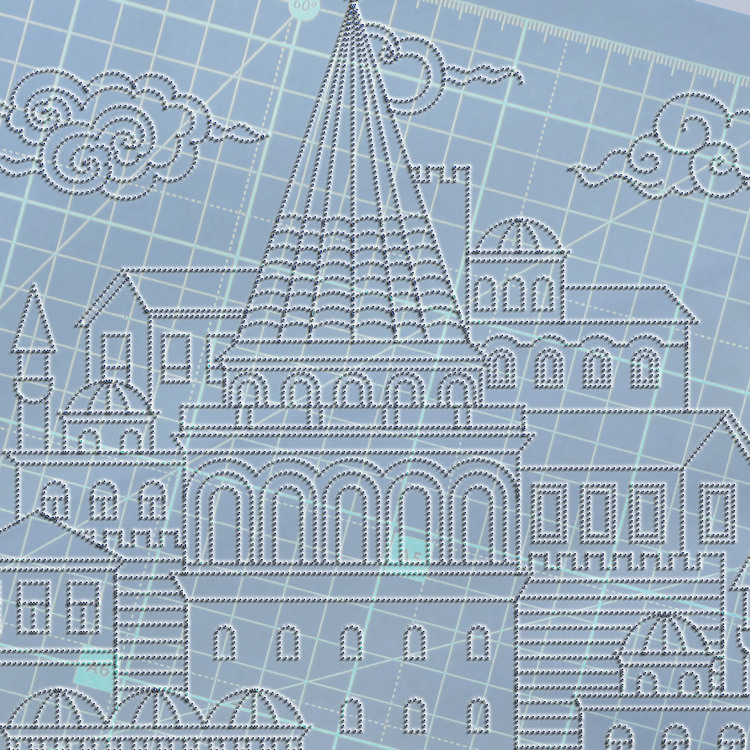 Perforated Stencil -  Istanbul Galata Tower Composition Tile Pattern