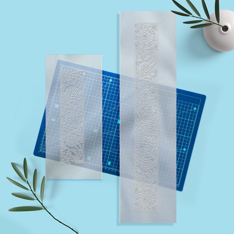 Perforated Stencil 10x80 + 10x40 cm. - Cloud and Penc Motif Mirror Frame Tile Pattern