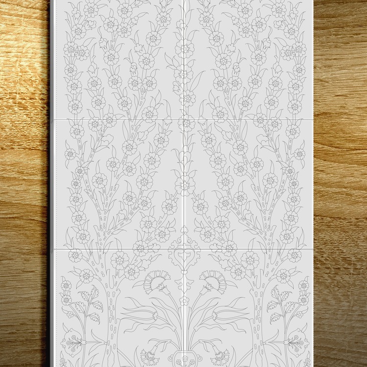 Perforated Stencil 40x60 cm. Oversized - Tile Pattern with Tree of Life Motif