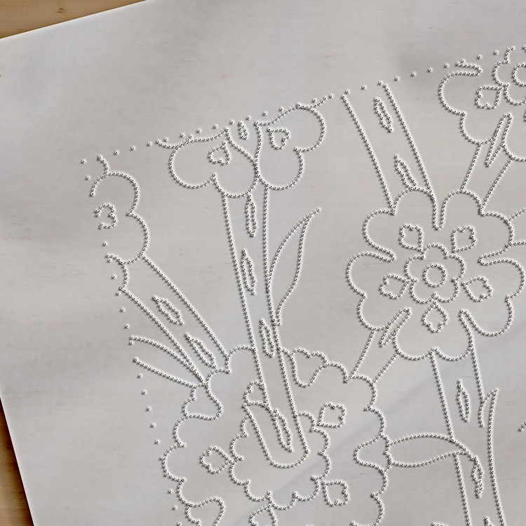 Perforated Stencil 20 x 20 cm –  Section Motif Pomegranate and Penc Tile Pattern