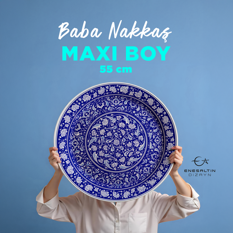 Perforated Stencil 55 cm - Baba Nakkaş 1480 Rumi Lotus Peony Tile Plate Pattern