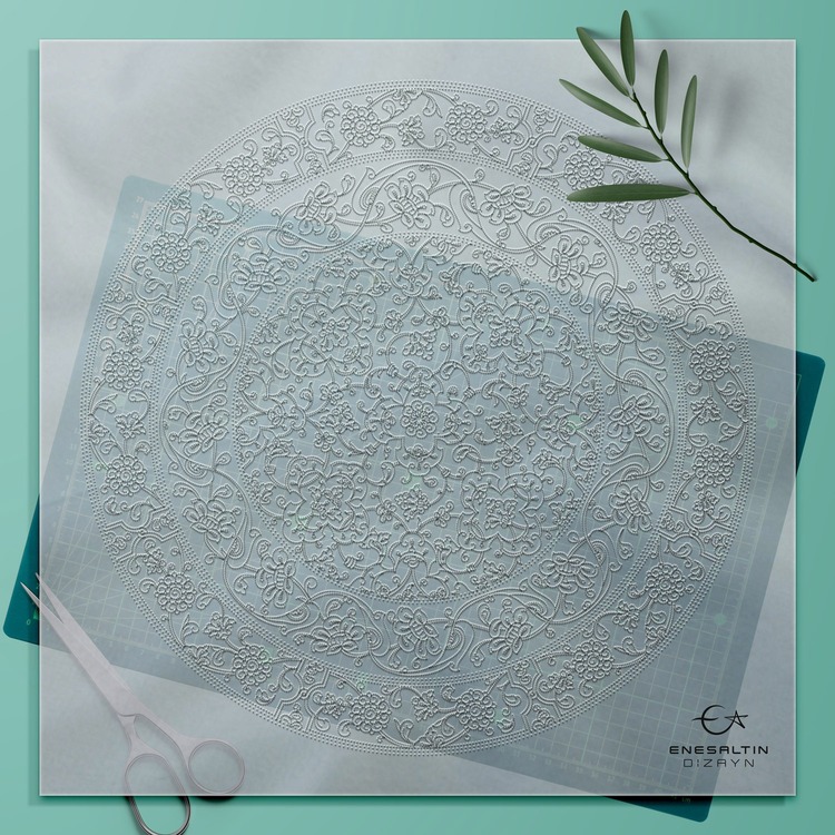 Perforated Stencil 40 cm. - 15th century Classic Iznik Medium Border Lotus Hatayi Tile Pattern
