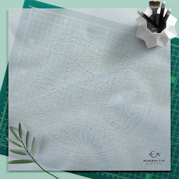 Perforated Stencil Set 5-Piece - Tulip Rose Botanical Motif Tile Pattern