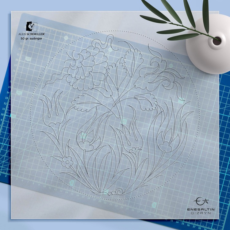 Perforated Stencil - Easy Motif Tulip and Rose Tile Plate Pattern