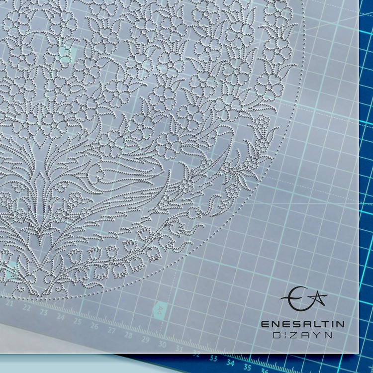 Perforated Stencil 30 cm. - Tile Plate Pattern with Tree of Life Motif