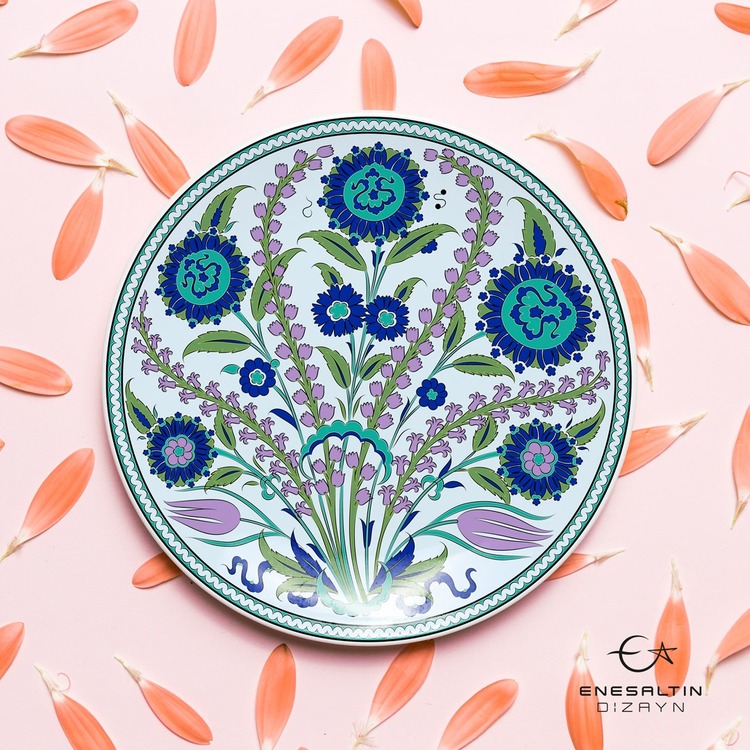 Perforated Stencil 30 cm. - Hyacinth and Thorn Plant Motif Iznik Tile Pattern