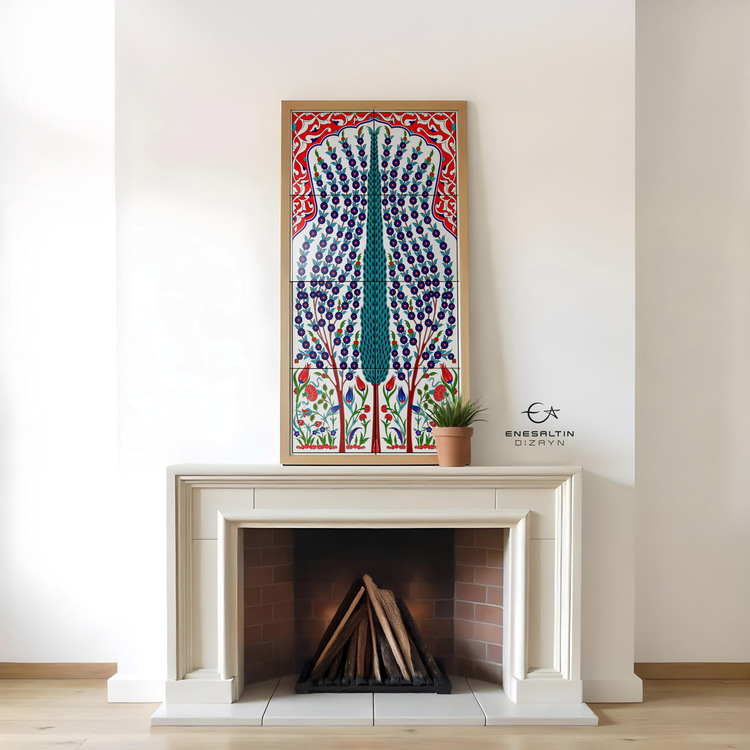 Perforated Stencil 40 x 80 cm. Oversized - Cypress Tree of Life Tile Panel Pattern