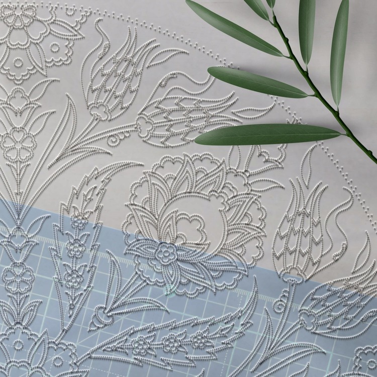 Perforated Stencil 50 cm. - Symmetrical Lale Hatayi Tile Plate Pattern