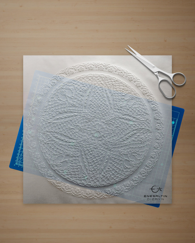 Perforated Stencil - Iznik Rumi Fish Scale Wheel Tile Pattern
