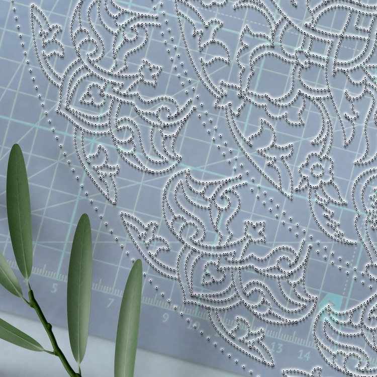 Perforated Stencil 40 cm. - Rumi Carnation Motif Tile Pattern