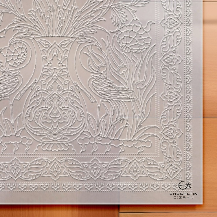Perforated Stencil 40x60 cm. Oversized - Double Bird and Vase Motif Tile Pattern
