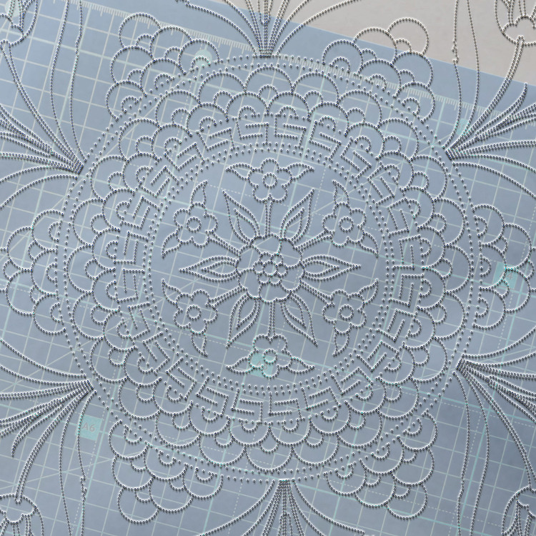 Perforated Stencil 40 cm. - Tulip Carnation Motif Tile Pattern