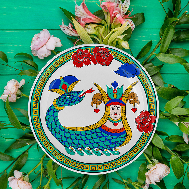 Perforated Stencil 30 cm. - Tile Plate Pattern with Shahmaran Motif