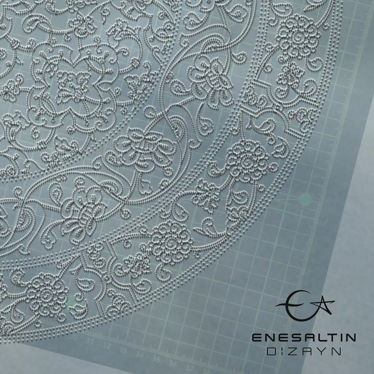 Perforated Stencil 40 cm. - 15th century Classic Iznik Medium Border Lotus Hatayi Tile Pattern
