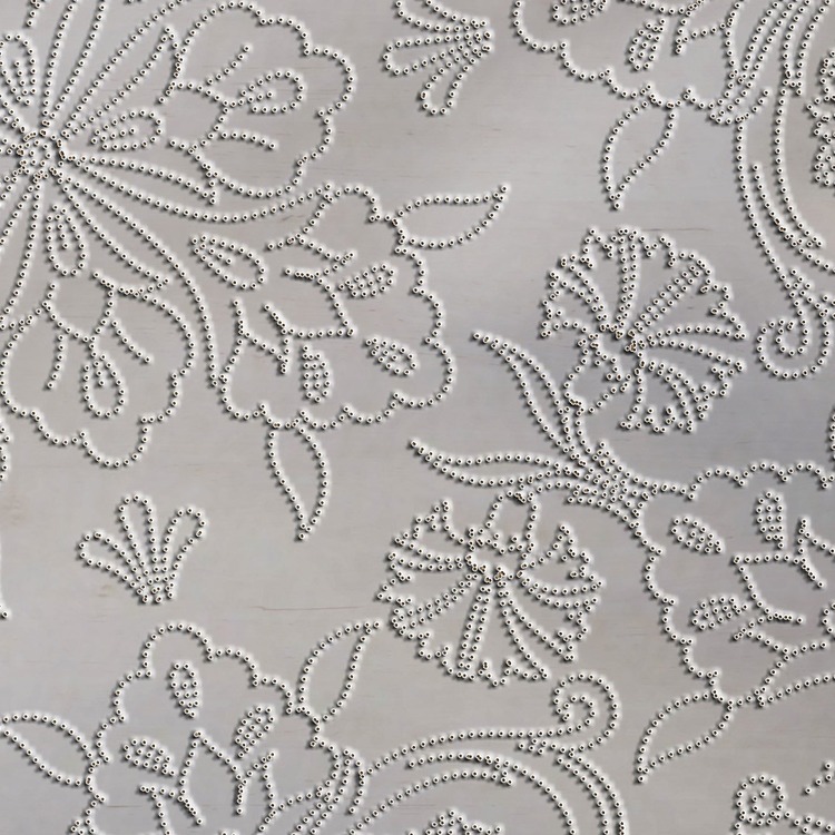 Perforated Stencil 30 cm. - Swirl Tile Plate Pattern with Plant Motifs
