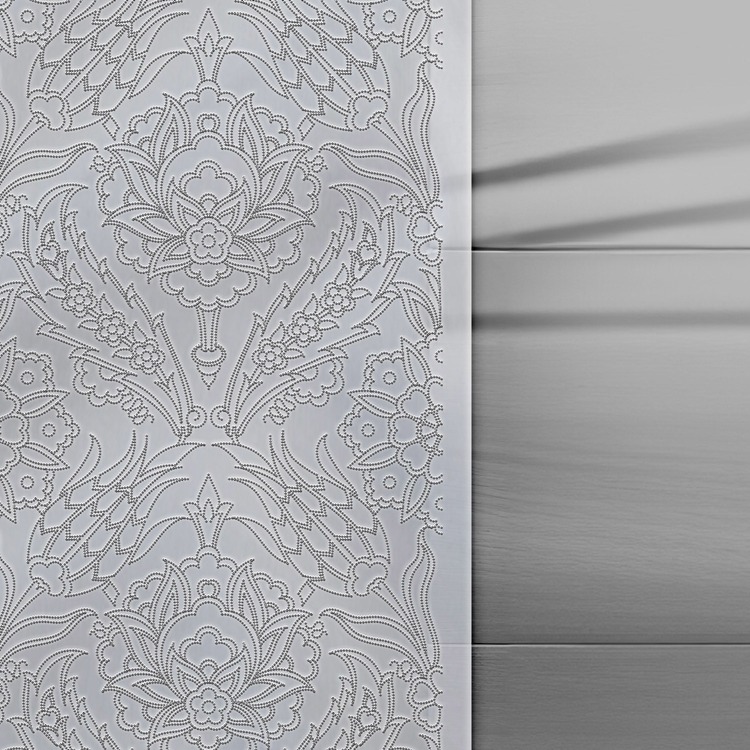 Perforated Stencil 20 x 60 cm. - Minimal Vertical Panel Symmetric Hatayi and Tulip Seamless Tile Pat