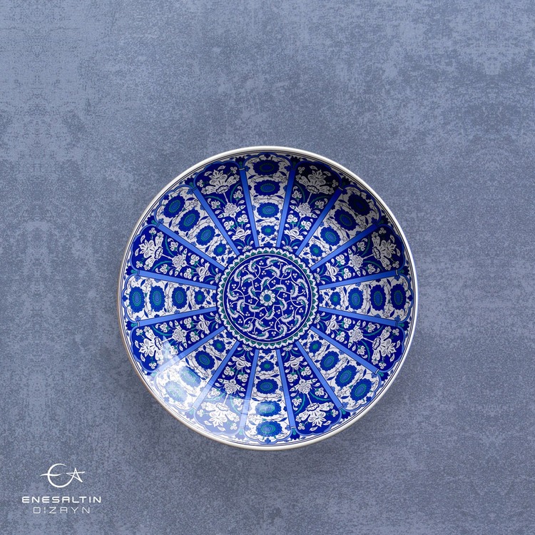 Perforated Stencil 40 cm. - Baba Nakkaş Rumi Göbekli 16 Wheel of Fortune Lotus Tile Plate Pattern