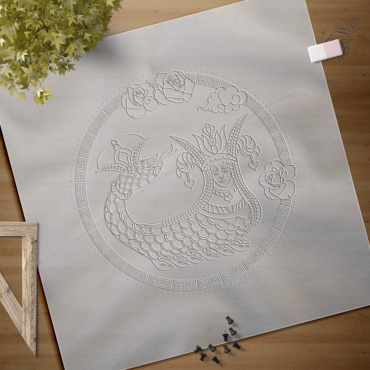Perforated Stencil Set 5-Piece - Tile Pattern with Shahmaran Motif