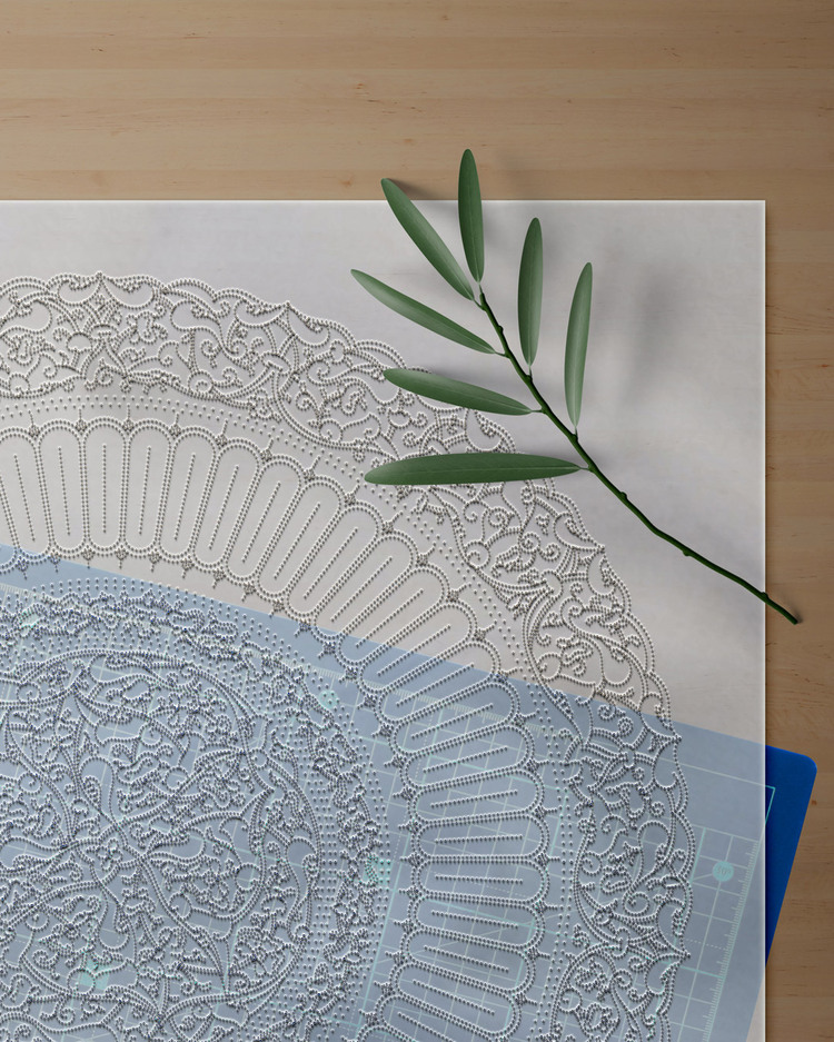 Perforated Stencil 40 / 43 cm - Baba Nakkaş 1490 Rumi Lotus Almond Edge Tile Plate Pattern