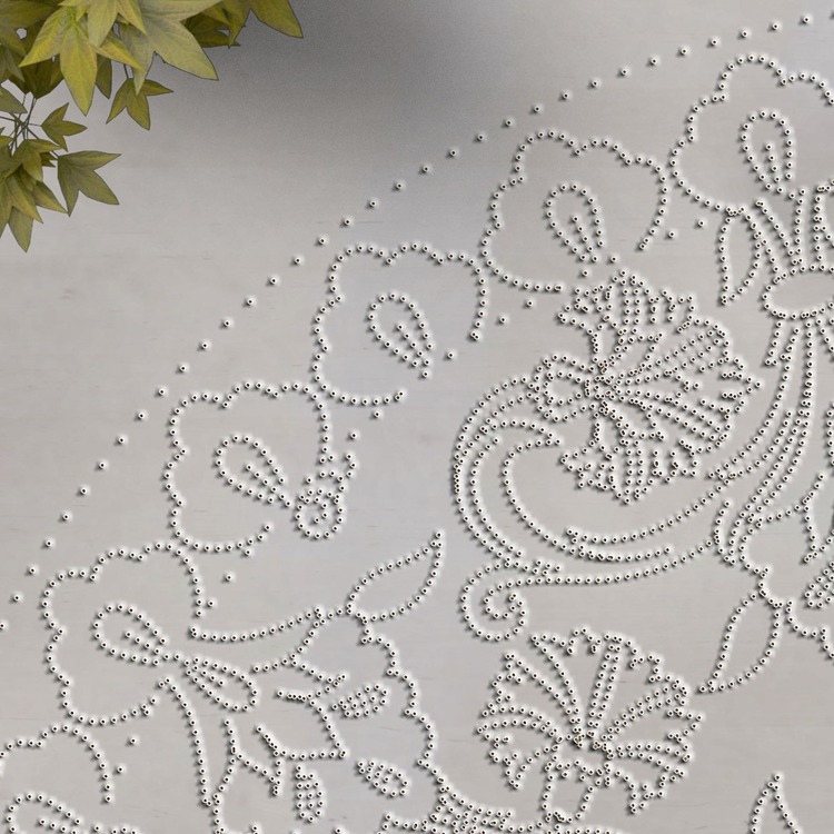Perforated Stencil 30 cm. - Swirl Tile Plate Pattern with Plant Motifs