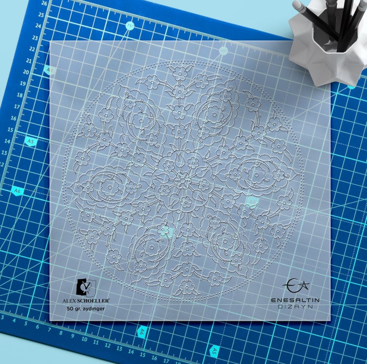 Perforated Stencil Set 4-Piece - Iznik Tile Pattern with Galleon Motif