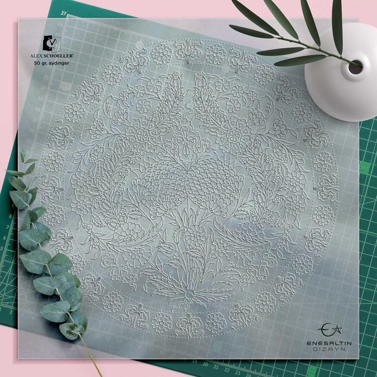 Perforated Stencil 30 cm. - Classic Iznik Pomegranate and Thorn Tile Plate Pattern