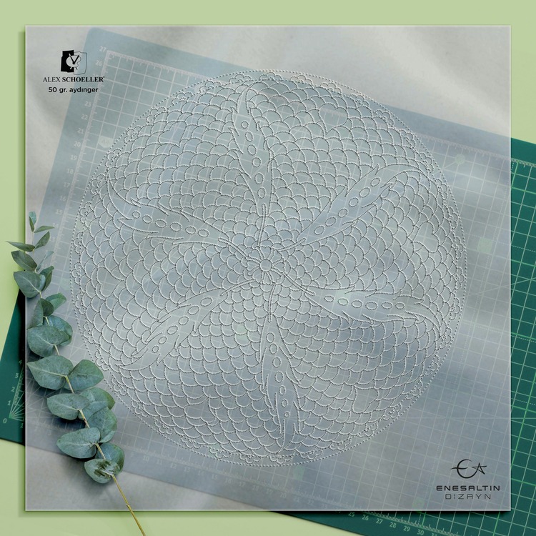 Perforated Stencil Set 3-Piece - 1580 Fish Scale Floor Wheel of Fortune Composition Tile Pattern