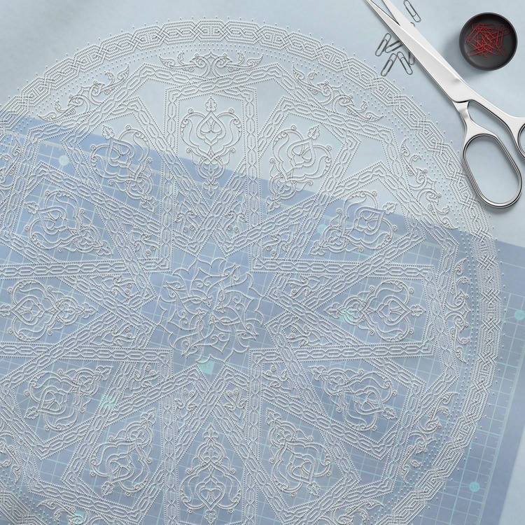 Perforated Stencil 40 cm. - Star Interlace / Seljuk Star Motif Tile Plate Pattern