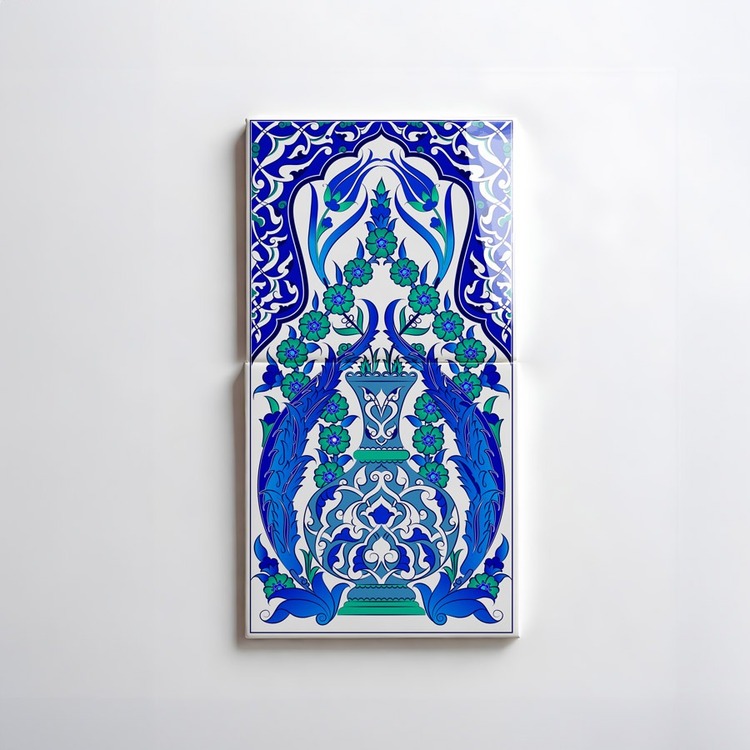 Perforated Stencil 20x40 cm. - Herbal Vase Motif Tile Pattern